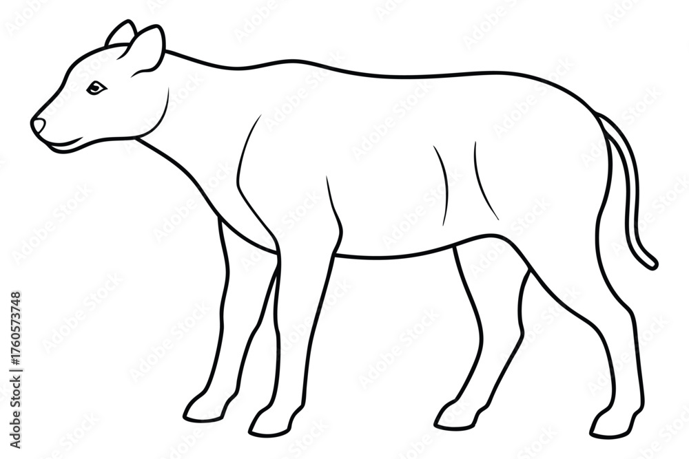 Obraz premium Hyena Line Art Illustration - Simple Spotted Hyena Outline Black and White Vector