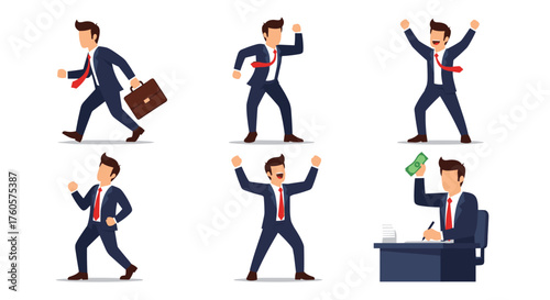 Animated characters celebrating success and making money in a business context.