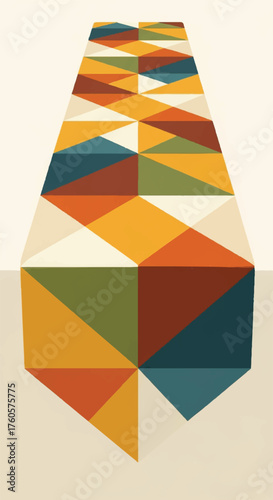 Vibrant abstract geometric design with colorful triangles, offering a cheerful and contemporary backdrop for Christmas and Thanksgiving gatherings