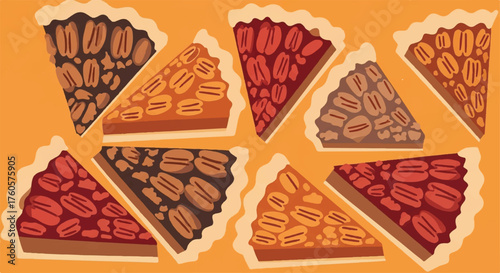 An Abundant Selection of Sweet Pie Slices, the Perfect Indulgence for Memorable Christmas and Thanksgiving Holiday Meals