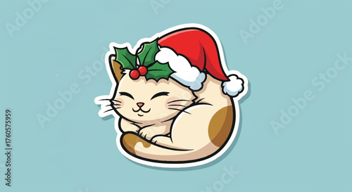 Adorable Sleeping Kitten with Santa Hat A Heartwarming Symbol of Christmas Joy and Festive Thanksgiving Blessings