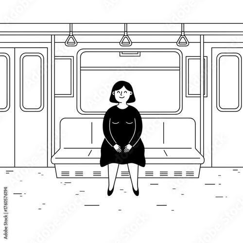 Icon of a smiling woman sitting in a subway train