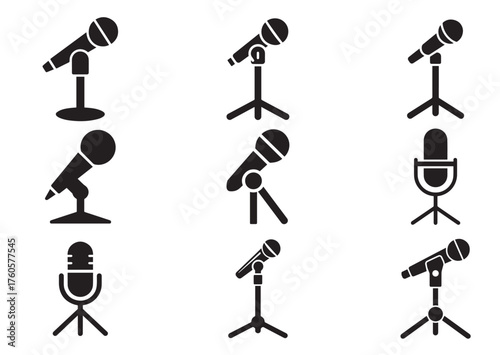 Mic stand icon, Mic stand solid vector