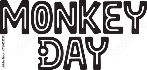 Monkey Day stylized typography illustration with bold graphic font design on transparent background