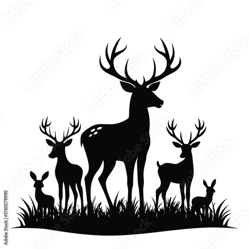 black deer silhouette vector