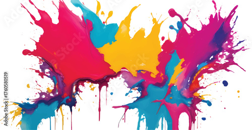 Modern Artistic Watercolor Splash with Fluid Rainbow Pigments Blending Softly into White Space for Clean, Minimal, and Abstract Background Design