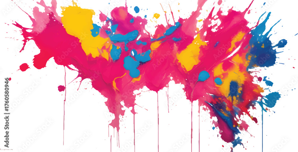Fototapeta premium Abstract Watercolor Paint Splatter with Rainbow Color Blends and Textured Brush Motions for Modern Artistic Background and Vibrant Creative Design Concepts