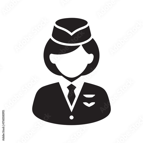Professional flight attendant in uniform providing passenger service on airplane friendly airline stewardess ensuring safety and comfort during air travel