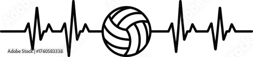 Volleyball heartbeat graphic representing passion and love for the sport
