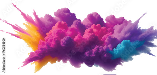 Bright Aquarelle Brush Stroke Explosion in Rainbow Watercolor Shades for Modern Abstract Painting Background and Creative Art Projects