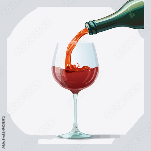 Ein Glas mit rotem Wein wird  eingeschenkt