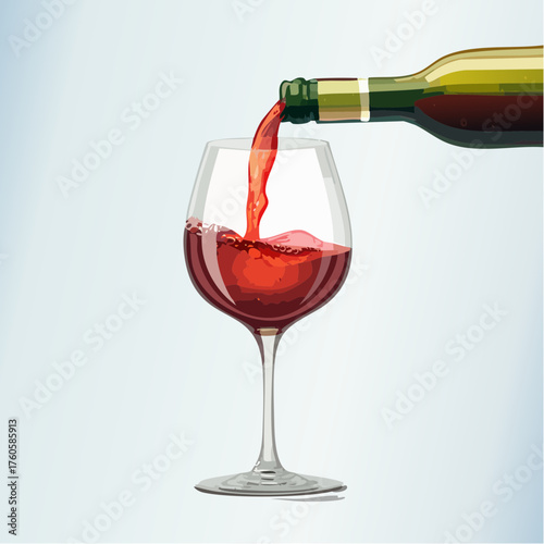Ein Glas mit rotem Wein wird  eingeschenkt