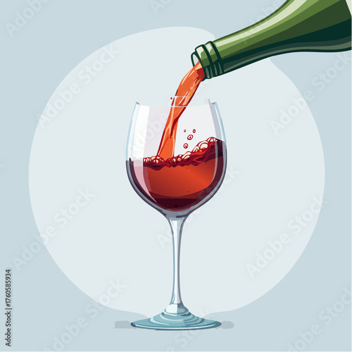 Ein Glas mit rotem Wein wird  eingeschenkt