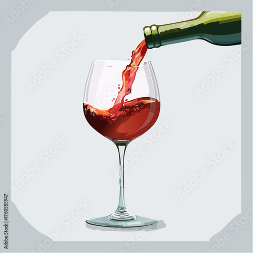 Ein Glas mit rotem Wein wird  eingeschenkt