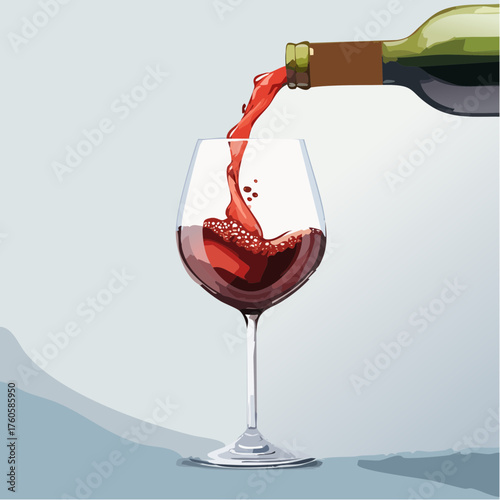 Ein Glas mit rotem Wein wird  eingeschenkt