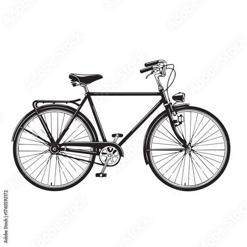 Classic black bicycle with front and rear fenders.