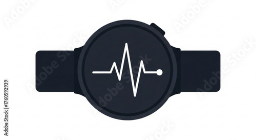 Smartwatch with heart rate monitor displaying a waveform on the screen, health and fitness tracking technology for wellness