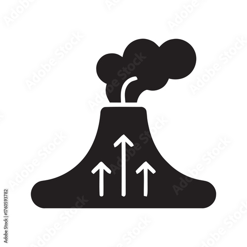 Geothermal energy solid icon for renewable power source from earth heat vector illustration of a volcano symbolizing sustainable and clean electricity generation