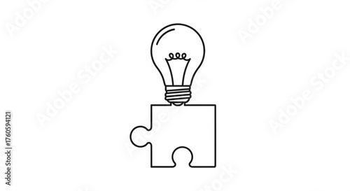 Light bulb on puzzle piece concept of idea, solution, innovation, creativity, problem solving, and business strategy