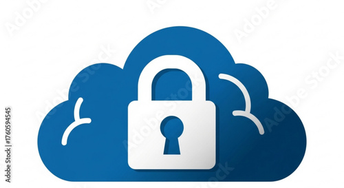 Cloud security concept with a padlock on a cloud, representing data protection and privacy