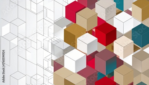 Colorful 3D cubes geometric pattern design