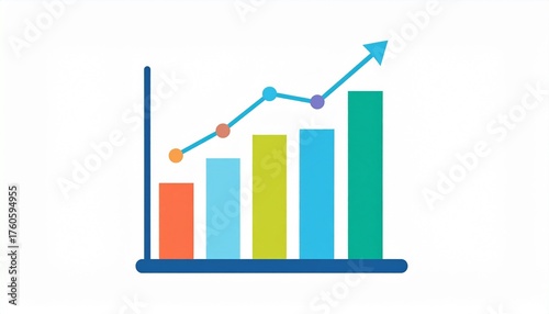 Colorful business graph chart with upward trend line