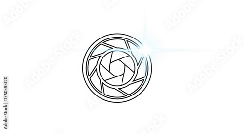 Aperture icon, camera lens diaphragm symbol, photography and video concept, vector illustration of iris mechanism