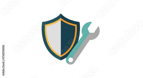 Shield and wrench icon security and maintenance concept, protection, repair, and fixing the system, service and support