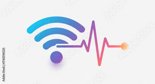 A wifi signal with a heartbeat line, representing connectivity, health monitoring, and modern technology integration