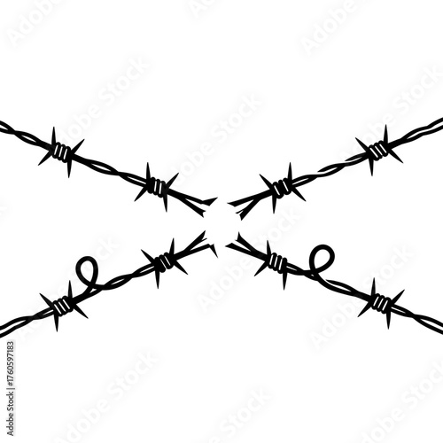 Broken barbed wire forming remembrance ribbons, genocide victims memorial