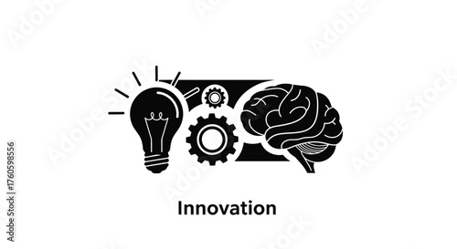 Creative concepts represented through a lightbulb brain gears and design elements