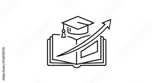 Education growth and success a graduation cap and rising arrow concept