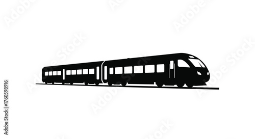 Silhouette of a modern high speed passenger train on railway tracks
