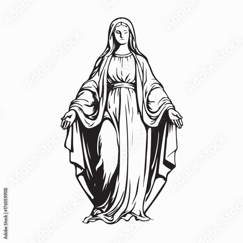 Christian Holy Mary Symbol Vector Illustration isolated on white background