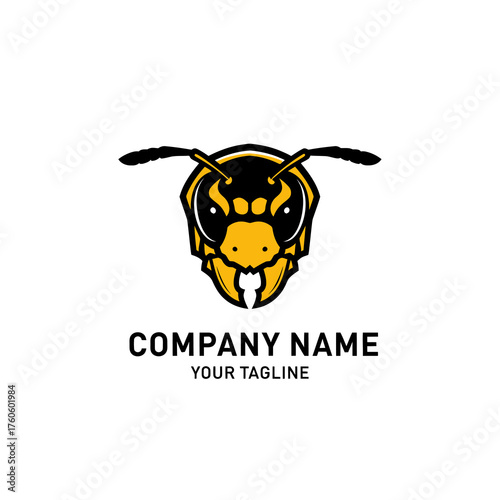 A striking yellow and black wasp logo with the text COMPANY NAME and YOUR TAGLINE below.