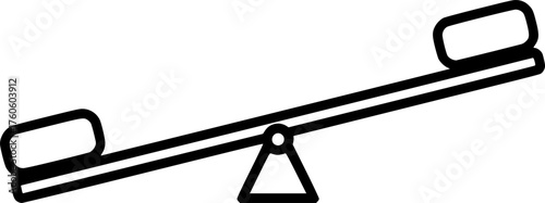 a black and white illustration of a seesaw, simple, vector art