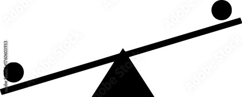 a black and white illustration of a seesaw, simple, vector art