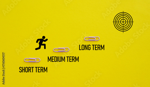 Konstfotografi Short term medium term and long term are shown using the text and man running to