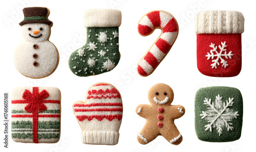 Felt Christmas Decorations Set with Snowman, Candy Cane, Stocking, and Gingerbread Man