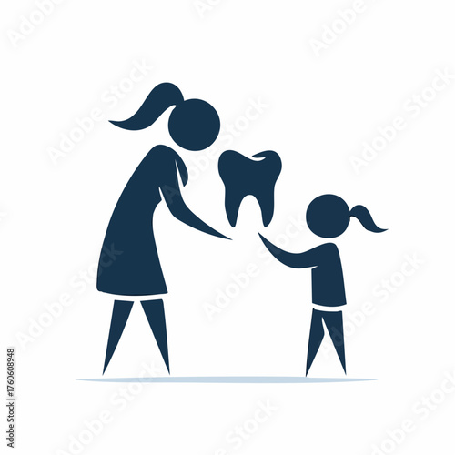 A heartwarming logo illustrating a mother or dentist and child with a tooth