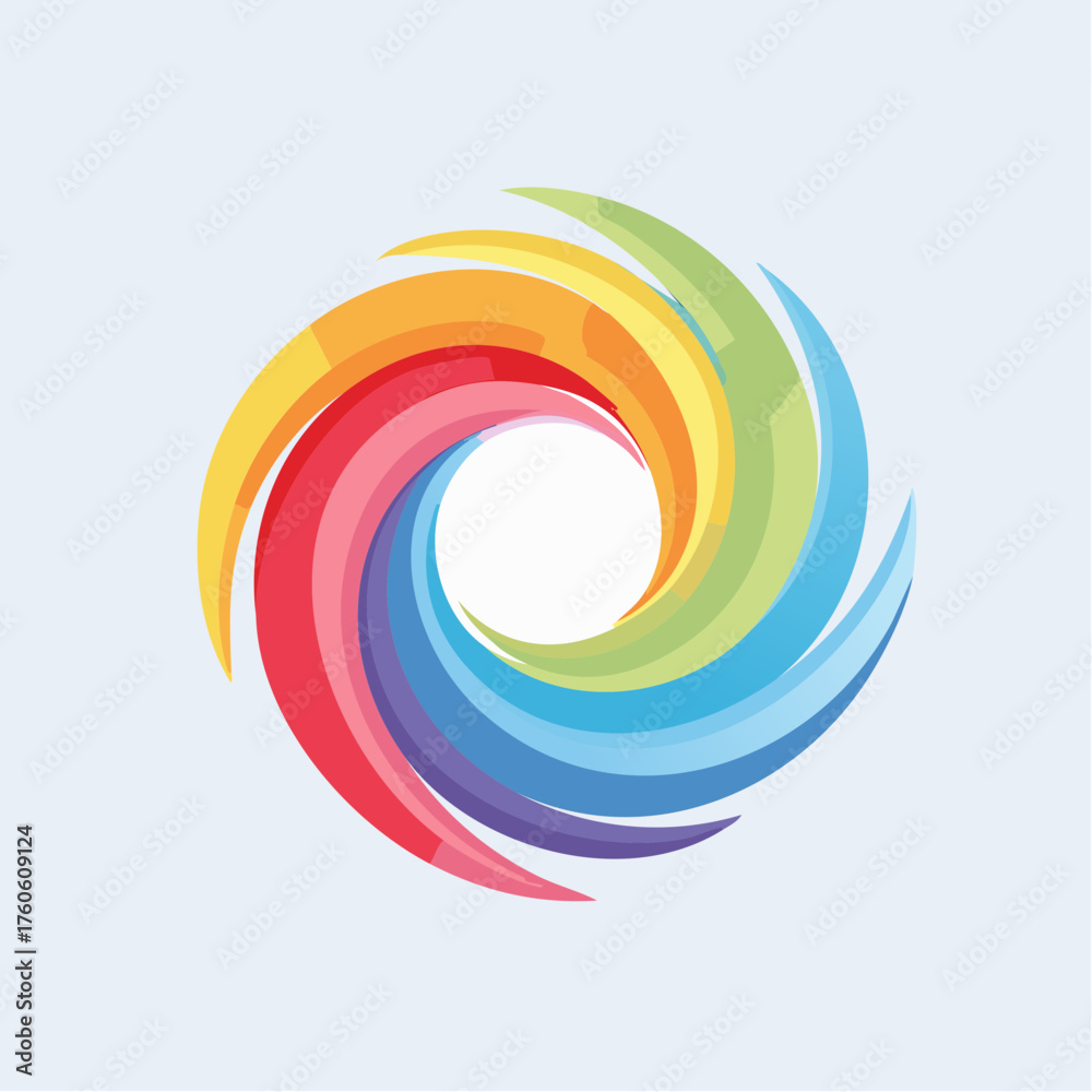 Obraz premium Abstract colorful swirl logo design template, circular rainbow illustration