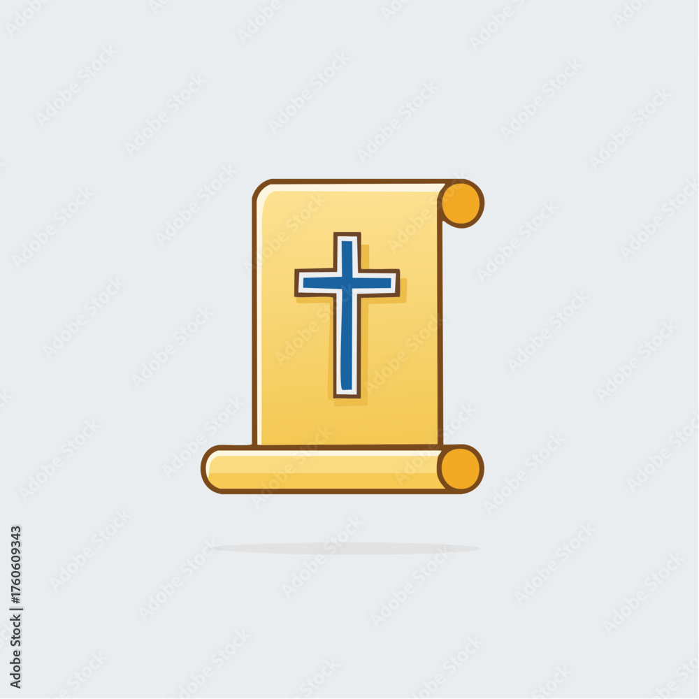 Obraz premium Ancient scroll with cross depicting christianity and faith, a vintage symbol