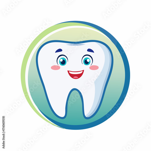 Adorable tooth cartoon character with friendly expression for dental care