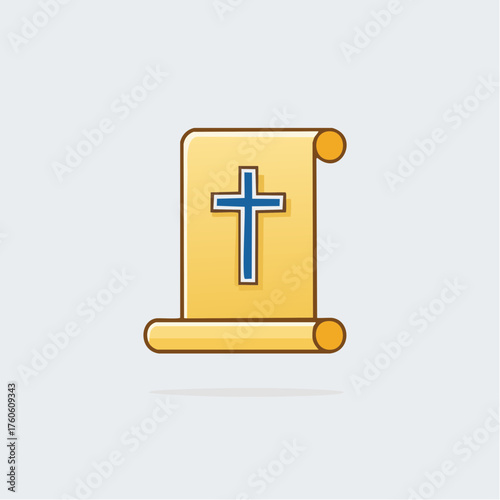 Ancient scroll with cross depicting christianity and faith, a vintage symbol