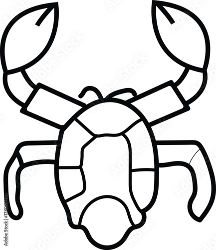 Simple Line Icon of a Crab or Marine Crustacean with Raised Pincers for Seafood Concepts

