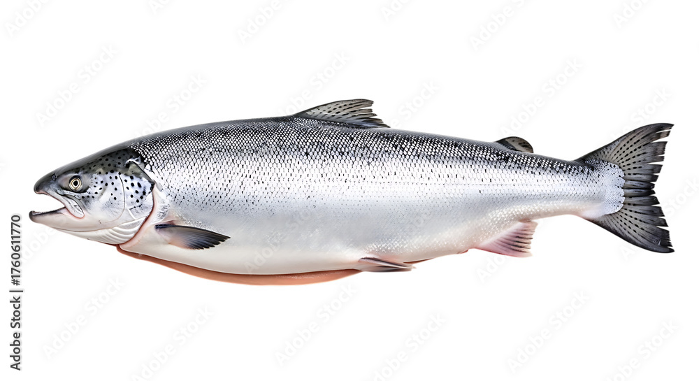 Obraz premium Fresh whole salmon fish isolated on transparent background