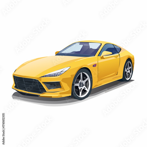 Ein senfgelbes Sportcoupé