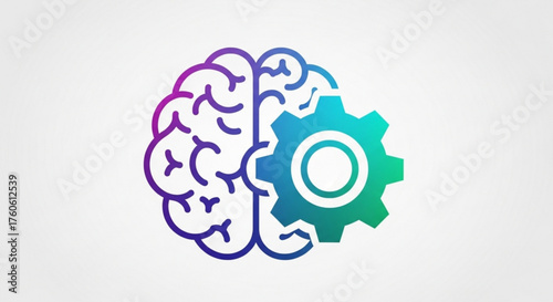 Brain and gear, representing artificial intelligence, machine learning, and cognitive computing in a modern and creative way