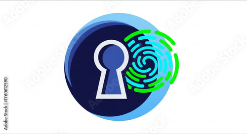 Keyhole with fingerprint, a symbol of security, access control, and biometric identification for modern technology