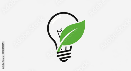 Light bulb with green leaf, symbolizing ecofriendly energy, sustainable solutions, and innovative green technology concepts